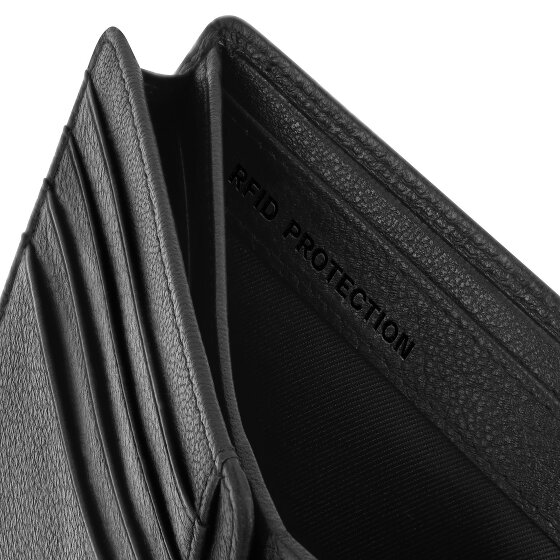 Redolz Leather Essentials QF Wallet, RFID-Protected Leather, 12 cm, Fold-Out Design with Zippered Compartment