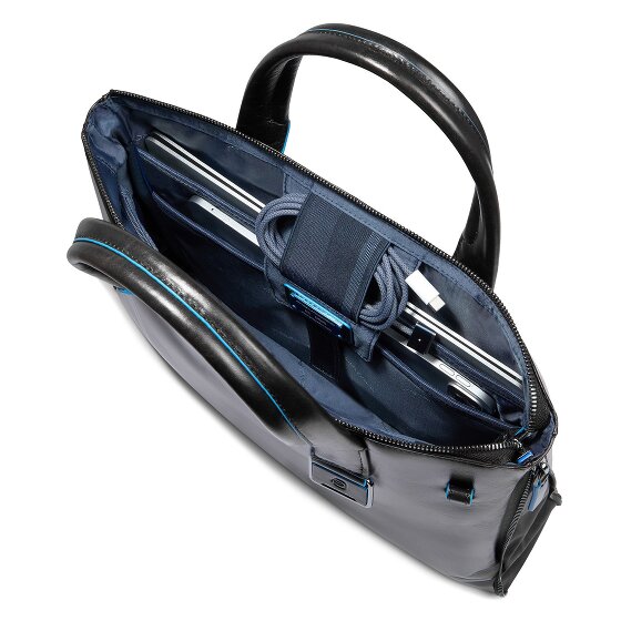 Piquadro Blue Square Shopper Bag Leather 38 cm Laptop compartment with expansion pleat