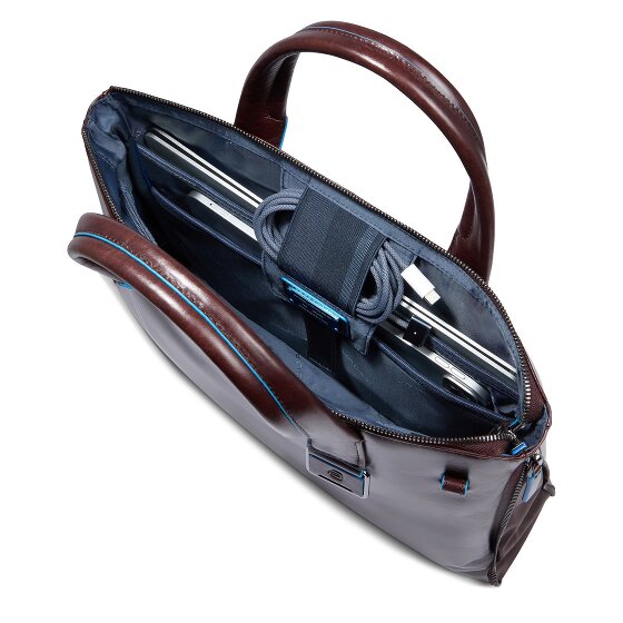 Piquadro Blue Square Shopper Bag Leather 38 cm Laptop compartment with expansion pleat