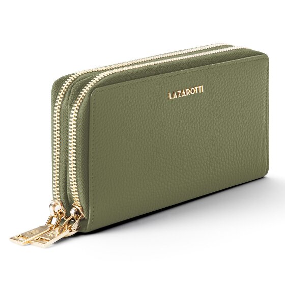 Lazarotti Bologna Leather XL Double Zip-Around Wallet, RFID-Protected, 20 cm