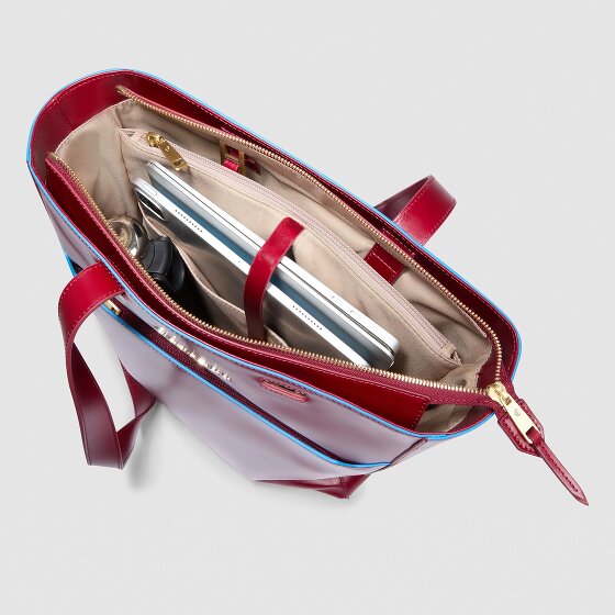 Piquadro Blue Square Shoulder Bag RFID protection Leather 30 cm Laptop compartment