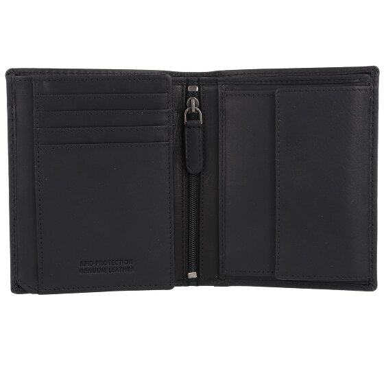 Greenburry Pure Black Wallet RFID protection Leather 10.5 cm
