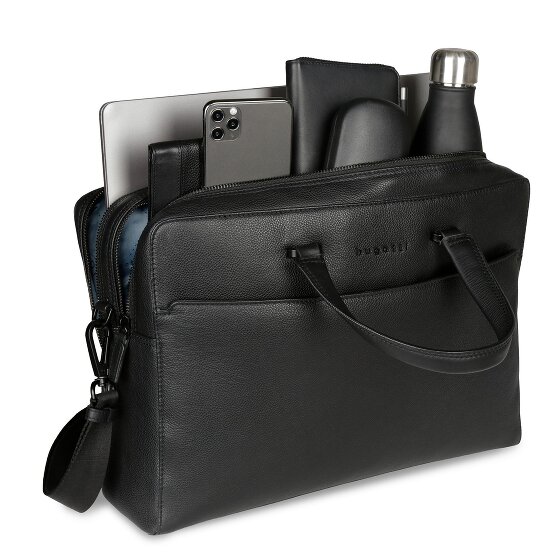 Bugatti Black Briefcase Leather 38 cm Laptop compartment