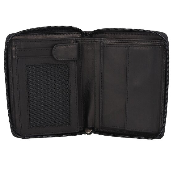 Greenburry Pure Black Wallet RFID protection Leather 10.5 cm