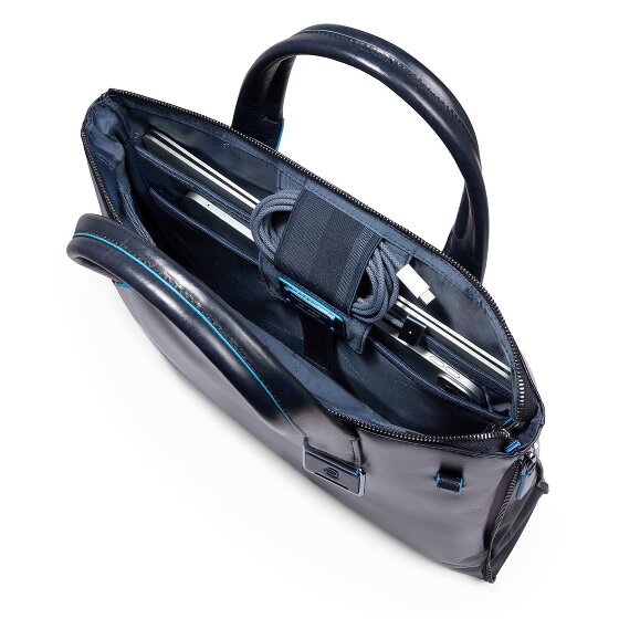 Piquadro Blue Square Shopper Bag Leather 38 cm Laptop compartment with expansion pleat