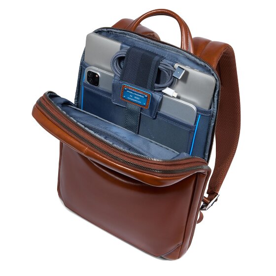 Piquadro Blue Square Daypack RFID protection Leather 37 cm Laptop compartment