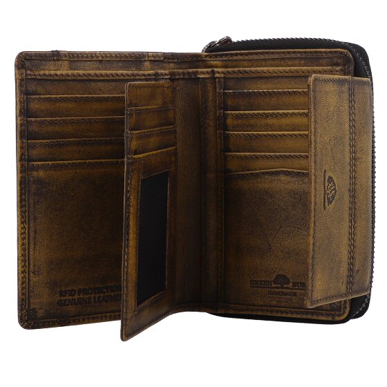 Greenburry Destressed Wallet RFID protection Leather 13.5 cm