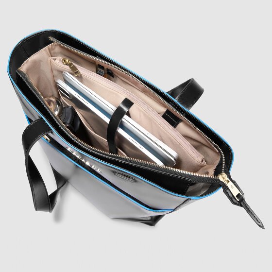 Piquadro Blue Square Shoulder Bag RFID protection Leather 30 cm Laptop compartment