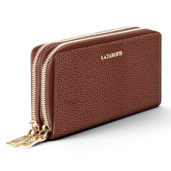 Lazarotti Bologna Leather XL Double Zip-Around Wallet, RFID-Protected, 20 cm
