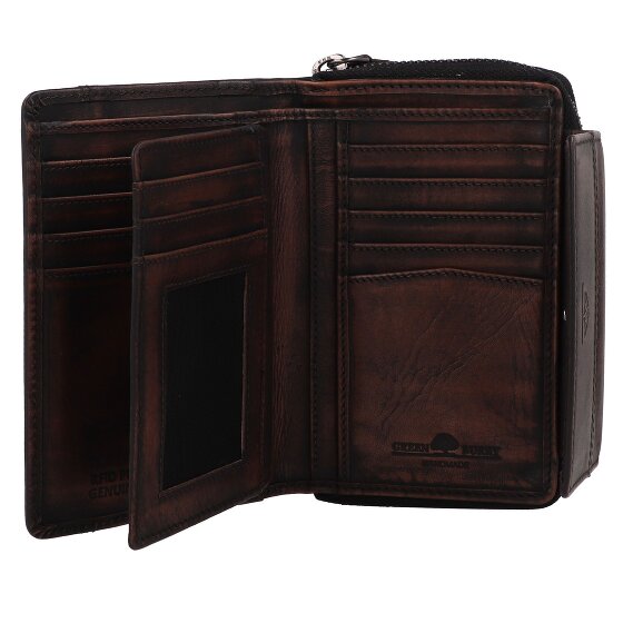 Greenburry Destressed Wallet RFID protection Leather 13.5 cm