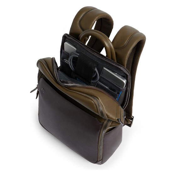 Piquadro Black Square Daypack Genuine Leather 38 cm Laptop compartment