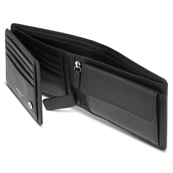 Redolz Leather Essentials QF Wallet, RFID-Protected Leather, 12 cm, Fold-Out Design with Zippered Compartment