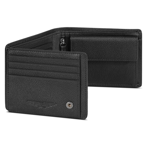 Police Wallet RFID leather 12 cm fold-out with zipper compartment