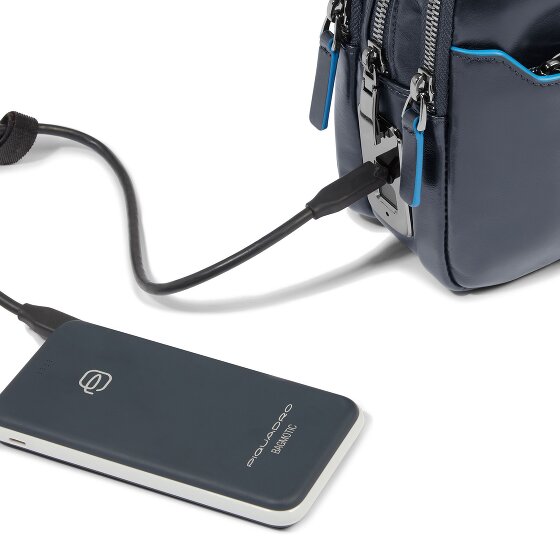 Piquadro Blue Square Shoulder bag Leather 23 cm