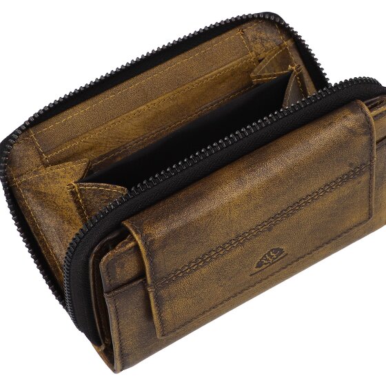 Greenburry Destressed Wallet RFID protection Leather 13.5 cm