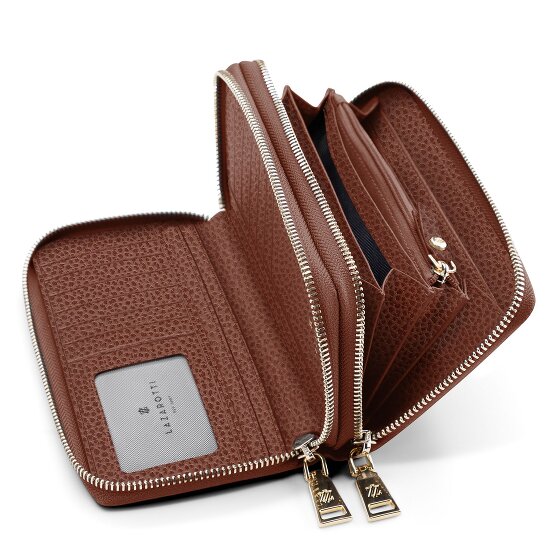Lazarotti Bologna Leather XL Double Zip-Around Wallet, RFID-Protected, 20 cm