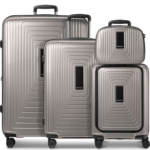 Redolz Essentials14 4-wheel suitcase set Beautycase 4 pce with expansion fold laptop compartment